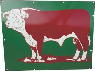 Porcelain Herford Bull Farm Enamel Sign 30 " X 30 " Inches Double Sided