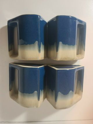 Set Of 4 Rodolfo Padilla Coffee Mugs Drip Glaze Signed