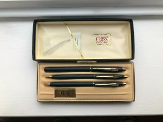 Vintage Cross Classic Black Ball Pen Pencil Selectip Trio Set 2515