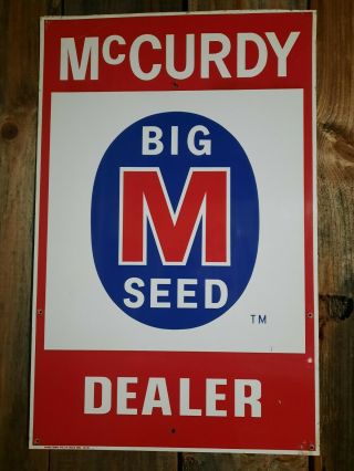 Vintage Mccurdy Big M Seed Dealer Farm Sign 28x18