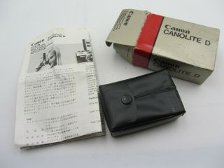 Vintage Canon Canolite D Shoe Mount Flash,  Case And Instructions