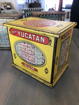 1917 Yucatan Chewing Gum Store Display Tin,  Made By The Beach Co,  Coshocton Ohio