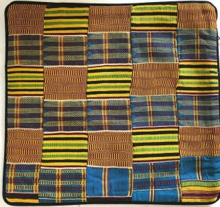Kente (?) Cloth Strip - Weave Pillow Cover Woven 13”x13” African Textile Lined.