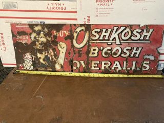 Vintage Buy OshKosh B ' Gosh Overalls 3 - color Porcelain Sign w/ Uncle Sam Graphics 2