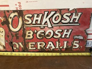 Vintage Buy OshKosh B ' Gosh Overalls 3 - color Porcelain Sign w/ Uncle Sam Graphics 3