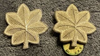 Vintage U.  S.  Military Sterling Silver Oak Leaf Pins - (2)