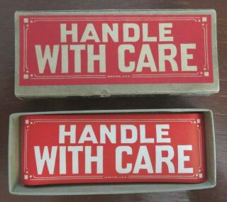 Vintage Dennison Mfg.  Co.  Parcel Labels No.  6 Handle With Care Framingham,  Mass.