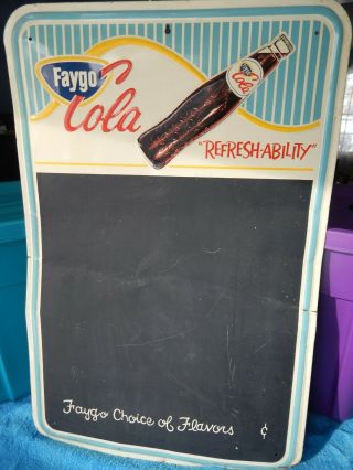 Rare Vintage Faygo Soda Pop Sign 1950s With Chalkboard " Refresh - Ability " Cola
