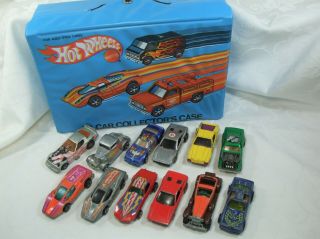 Vintage 1975 Hot Wheels 24 Car Collectors Case With 12 Hot Wheels Cars 1970 