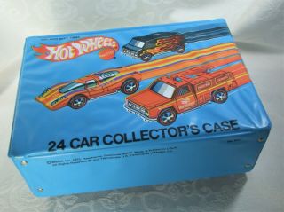 VINTAGE 1975 HOT WHEELS 24 CAR COLLECTORS CASE WITH 12 HOT WHEELS CARS 1970 ' S 2