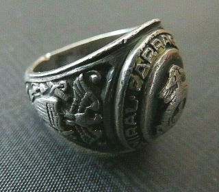 Very Old Vintage Admiral Farragut Academy Marked Sterling Ring - - - Size 7