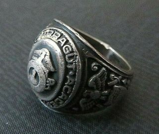 Very Old Vintage Admiral Farragut Academy Marked Sterling Ring - - - Size 7 3