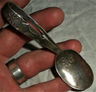 Antique 1910 - 1920 Navajo Ingot Coin Silver Spoon Early Stamp Work Vafo
