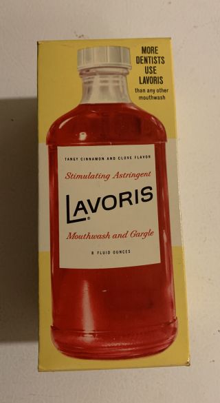 Vintage 1950s Lavoris Mouthwash Glass Bottle Box Nos Full