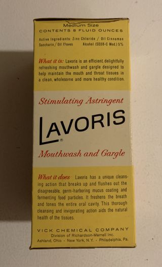 Vintage 1950s Lavoris Mouthwash Glass Bottle Box NOS Full 2