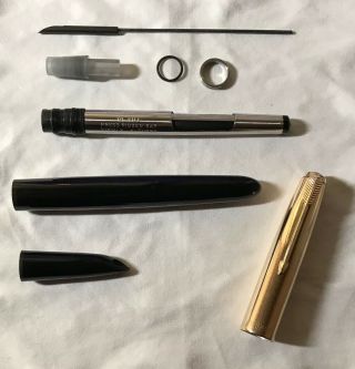Parker 51 Aerometric Fountain Pen Date 1952 Black w/Gold Filled Cap NO NIB 3