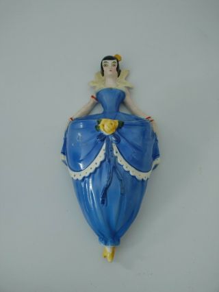 Vintage Wall Pocket Vase Girl Blue Dress