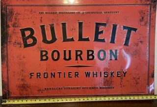 Bulleit Bourbon Frontier Whiskey Large Tin Kentucky 24x36 Sign Man Cave Home Bar