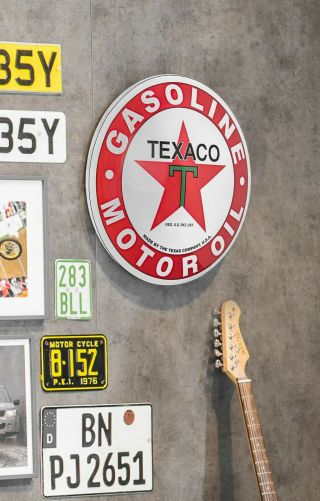 Licensed Texaco Gasoline Motor Oil Dome Metal Sign Nostalgic,  17