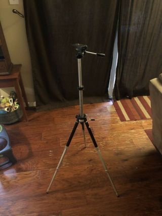 Vintage Metal Quick Set Telescope Camera Tripod Level Mount Stand Collapsible