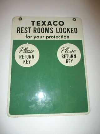 Vintage Texaco Restroom Sign Key Fob Holder 2 Sided