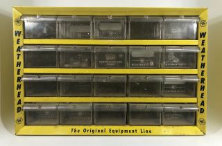 Vintage Weatherhead Yellow Metal Storage Parts Cabinet 20 Drawer -
