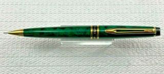 Waterman Expert Ii Prussian Green Marbled & Gold Trim 0.  7mm Pencil