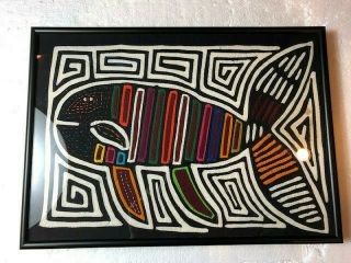 Kuna Indian Hand - Sewn Molita Mola Art - Framed - Made In Peru Circa 1980 