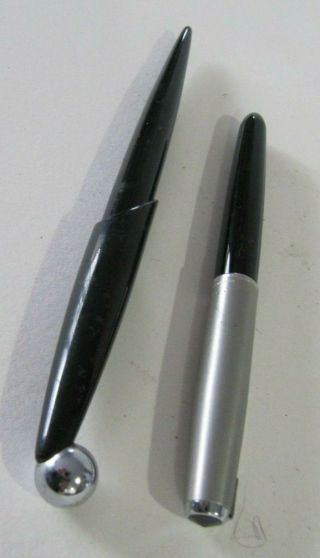 Vintage Black W/ Chrome Cap Parker 51 Fountain Pen& Parker 21 Fountain Pen.