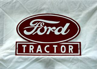 Porcelain Ford Tractor Sign Gas Oil Garage Indoors Or Outside 12 " X 8 "