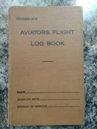 Vintage Usn World War Ii Aviators Flight Log Book 1945