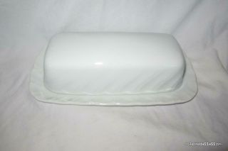 Vintage Rare Sheffield Bone White Swirl Covered Butter Dish W Lid Made In Japan