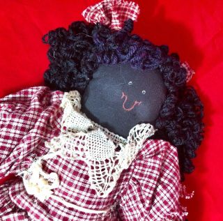 Vintage Black Folk Art Americana Rag Doll Primitive 12 " (b)