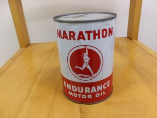 Marathon Endurance Motor Oil Antique Vintage Petroleum Tin Can Ohio Oil