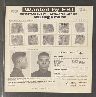 1960 Fbi Wanted Poster Photo Murder Interstate Black Americana Fingerprint