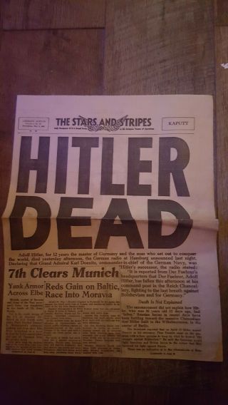 Stars And Stripes " Hitler Dead " Headlines