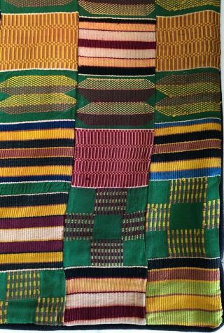 Kente (?) Cloth Strip - Weave Textile Pillow Cover Woven 16”x15” Made in Turkey 3