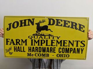 Large 24 " X 12 " John Deere Farm Implements Tractor Metal Sign Gas Oil Farming