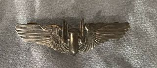 Vintage Wwii Us Army Air Force Sterling Silver Aerial Gunner Wings Pin 3”