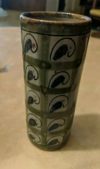 Palomar Mexico Tonala Pottery Ken Edwards Pottery Bird Tall Drink Glass Cup