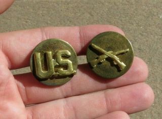 Ww2 Us Army Military Occupation German Made Infantry Collar Insignia Brass Pins