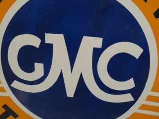 Porcelain GMC Sales and Service Double Sided Dealer Sign 42 Inches 3