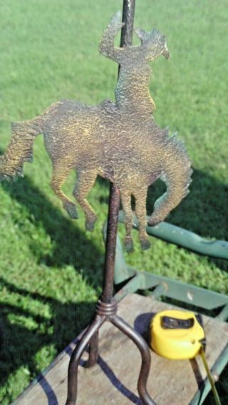 WESTERN RODEO BUCKING BRONCO HORSE COWBOY RIDER CANDLE HOLDER METAL STAND 3