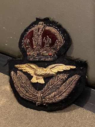 Wwii British Raf Royal Air Force Officers Visor Cap Hat Badge Pilot