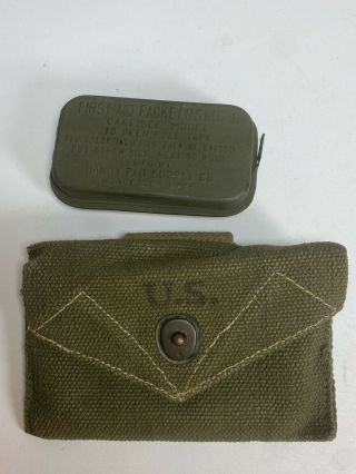 Ww2 Us Army First Aid Packet Govt Carlisle Model Handy Pad & Jqmd Case
