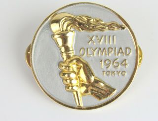 Xviii Olympiad Olympic Games 1964 Tokyo Japan Clutch Back Pin Vintage Torch Euc