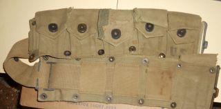 Wwii Us Army M1 Garand Rifle Ammo Belt 10 Pouches Repaired Rm Co.