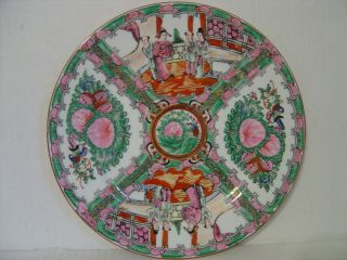 Vintage Hand Painted Rose Medallion Plate 10 - 1/4 " In Diameter Made In China