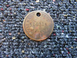 Wwii Era Us Navy Yard Pearl Harbor,  T.  H.  Equipment Tag 511316 Us And Anchor