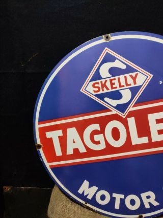 Skelly Tagolene Porcelain Enamel Sign 30 Inches Single Side